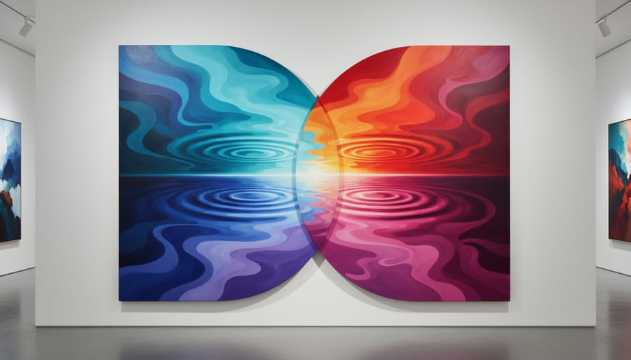 Two overlapping mirrored reflections suggesting fear of judgment and fear of being trapped, represented without words